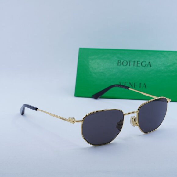 ?️ New Bottega Veneta BV1301S 001 Sunglasses - Gold Frame, Grey Lenses